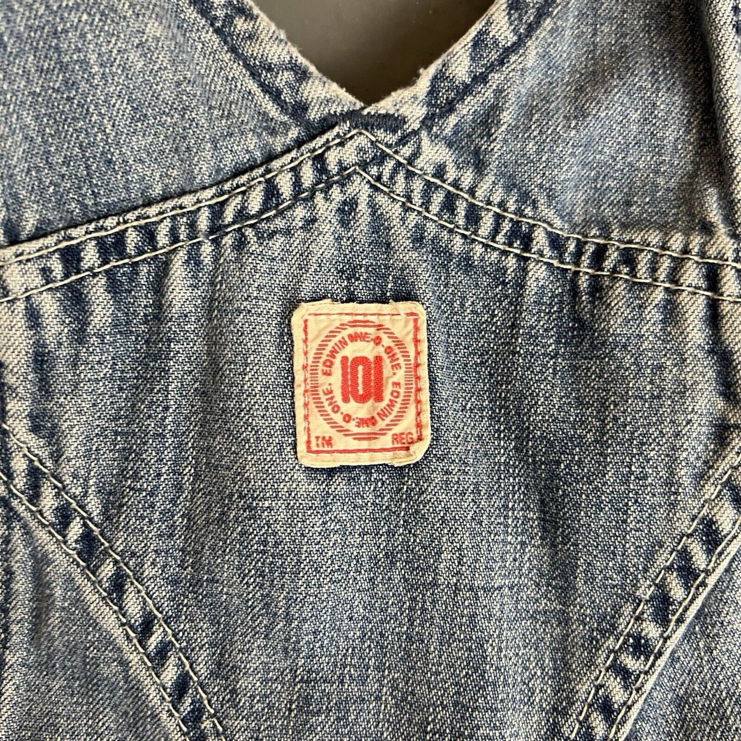 VTG EDWIN JAPAN 101 ONE O ONE DENIM DUNGAREES USA WORKWEAR ROCKABILLY 27 W 33 W