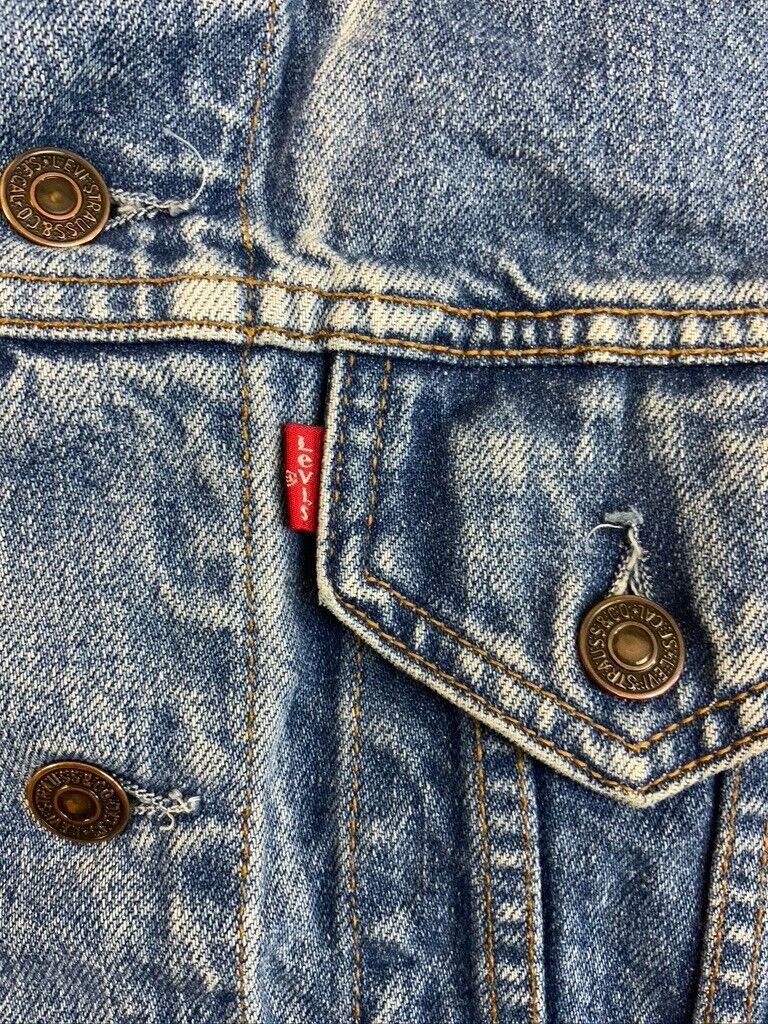 VTG 90s LEVIS RED TAB TYPE 3 TRUCKER DENIM JACKET ROCKABILLY MOD SKINS XS 34”