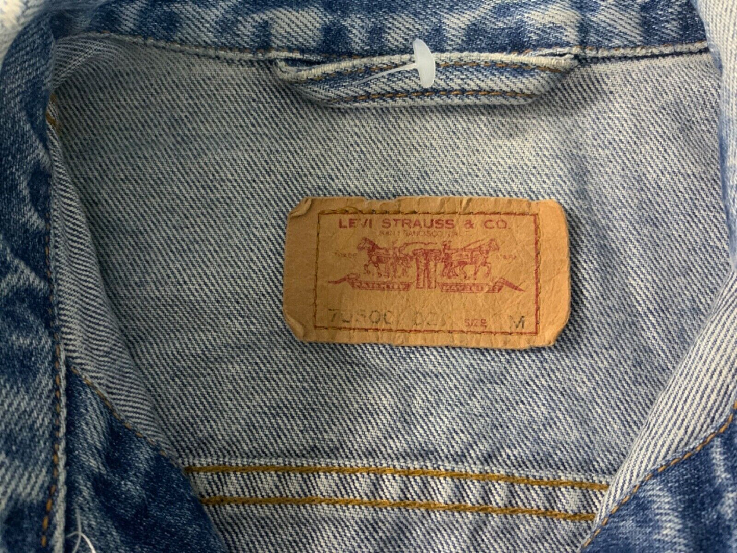 VTG 90s LEVIS RED TAB TYPE 3 TRUCKER DENIM JACKET ROCKABILLY MOD SKINS XS 34”