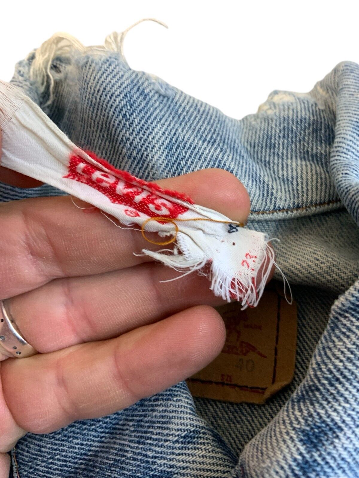 VTG 70s 80s LEVIS RED TAB TYPE 3 TRUCKER DENIM JACKET ROCKABILLY MOD SKINS M 40