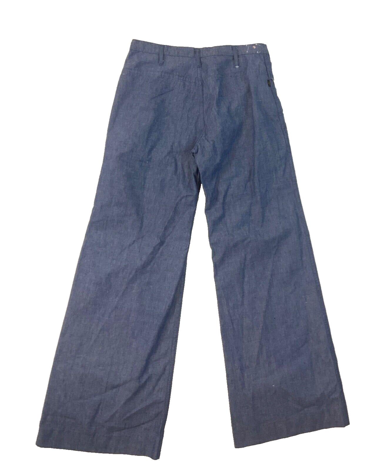 VTG DEADSTOCK 70s MISS LEVIS BIG E CHAMBRAY DENIM BELL BOTTOM FLARES JEANS 32 12