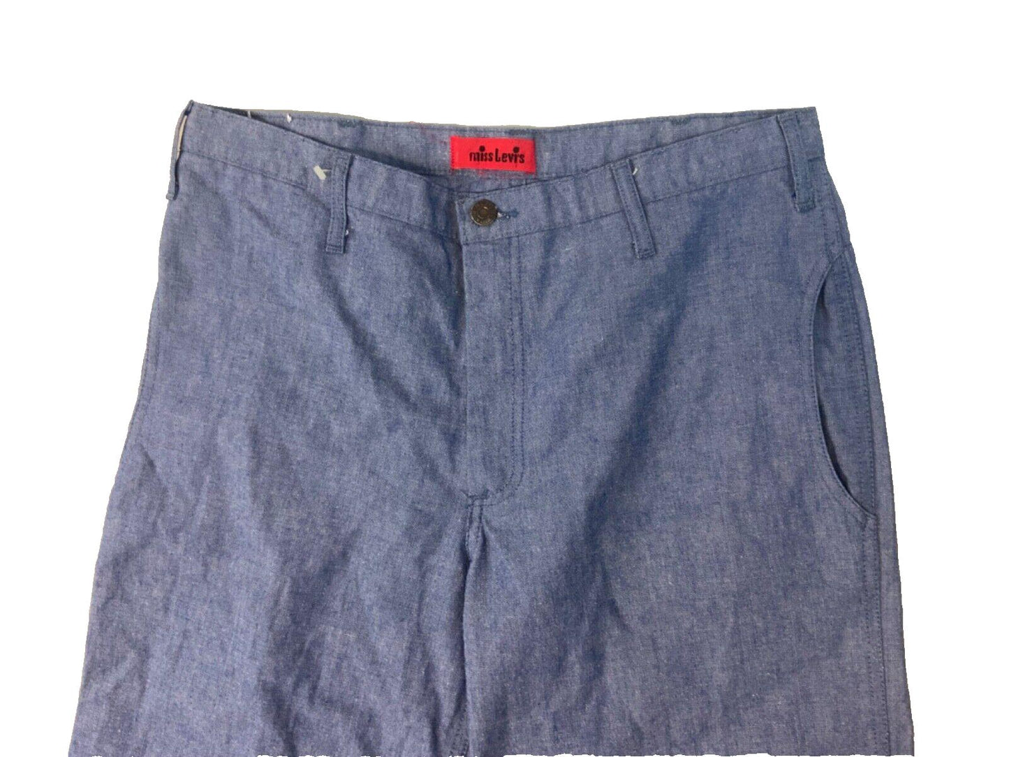 VTG DEADSTOCK 70s MISS LEVIS BIG E CHAMBRAY DENIM BELL BOTTOM FLARES JEANS 32 12