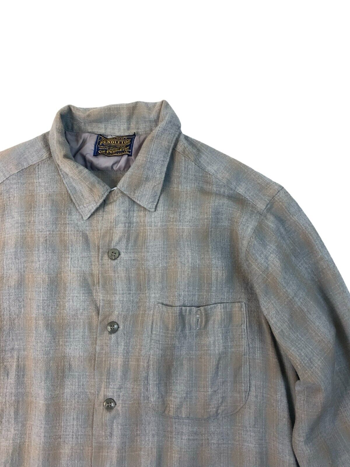 VTG 1962 USA SIR PENDLETON PLAID VIRGIN WOOL SHIRT ROCKABILLY HOT ROD S 38”
