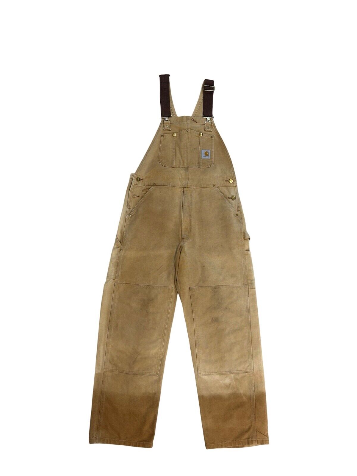 VTG CARHARTT DUCK CANVAS DOUBLE KNEE DUNGAREES KILLER FADES ROCKABILLY 36W 31L
