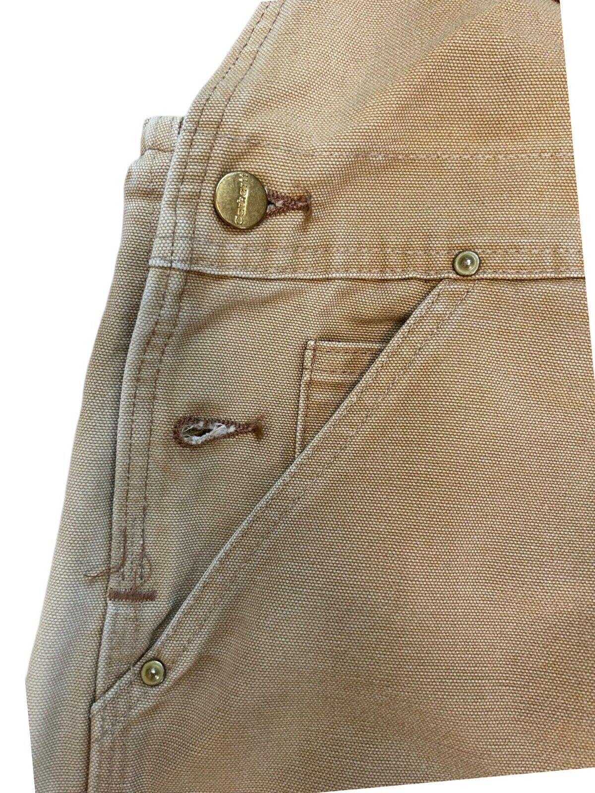 VTG CARHARTT DUCK CANVAS DOUBLE KNEE DUNGAREES KILLER FADES ROCKABILLY 36W 31L