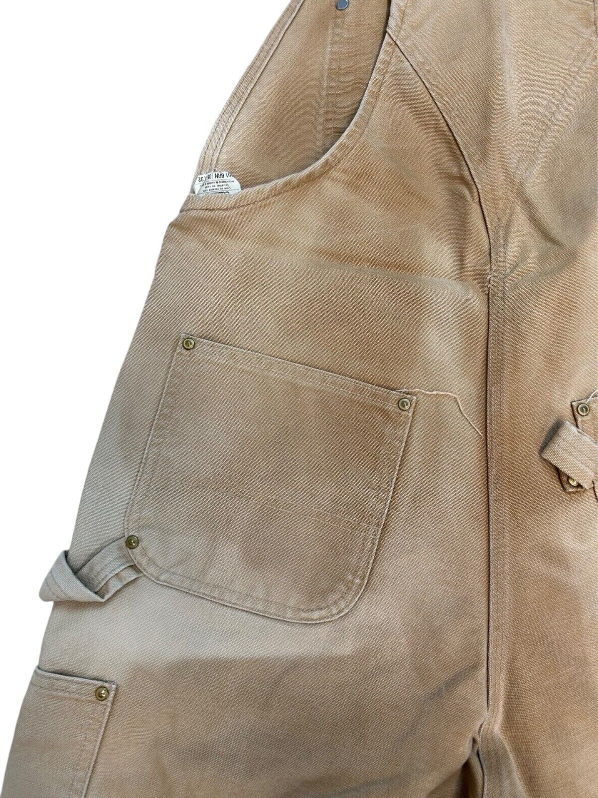 VTG CARHARTT DUCK CANVAS DOUBLE KNEE DUNGAREES KILLER FADES ROCKABILLY 36W 31L