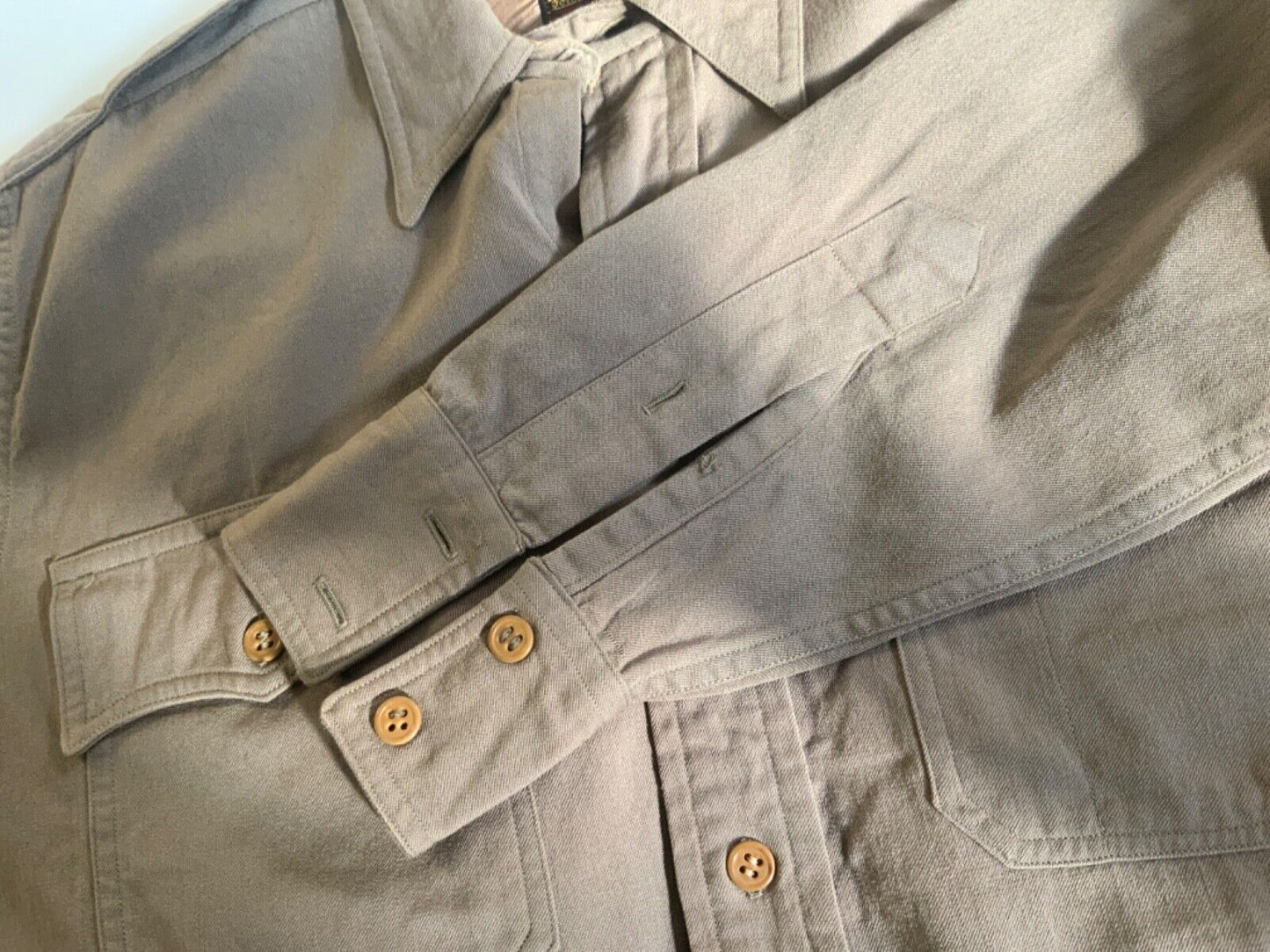 VTG 40s WW2 USA OFFICERS JACKSON RAYMOND RANGOON GABARDINE VIRGIN WOOL SHIRT S38