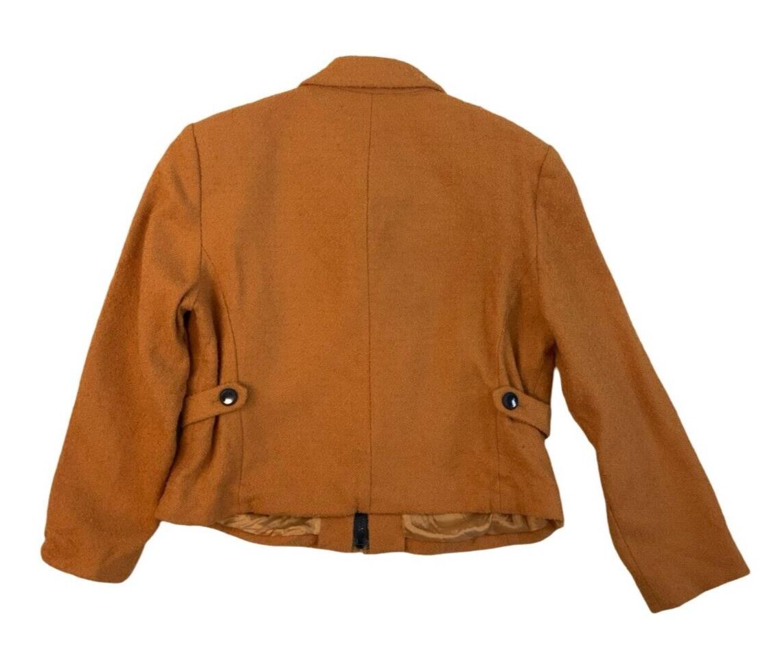 VTG USA LADIES PENDLETON PETITE WOOL JACKET BLAZER BURNT ORANGE ROCKABILLY SZ 12
