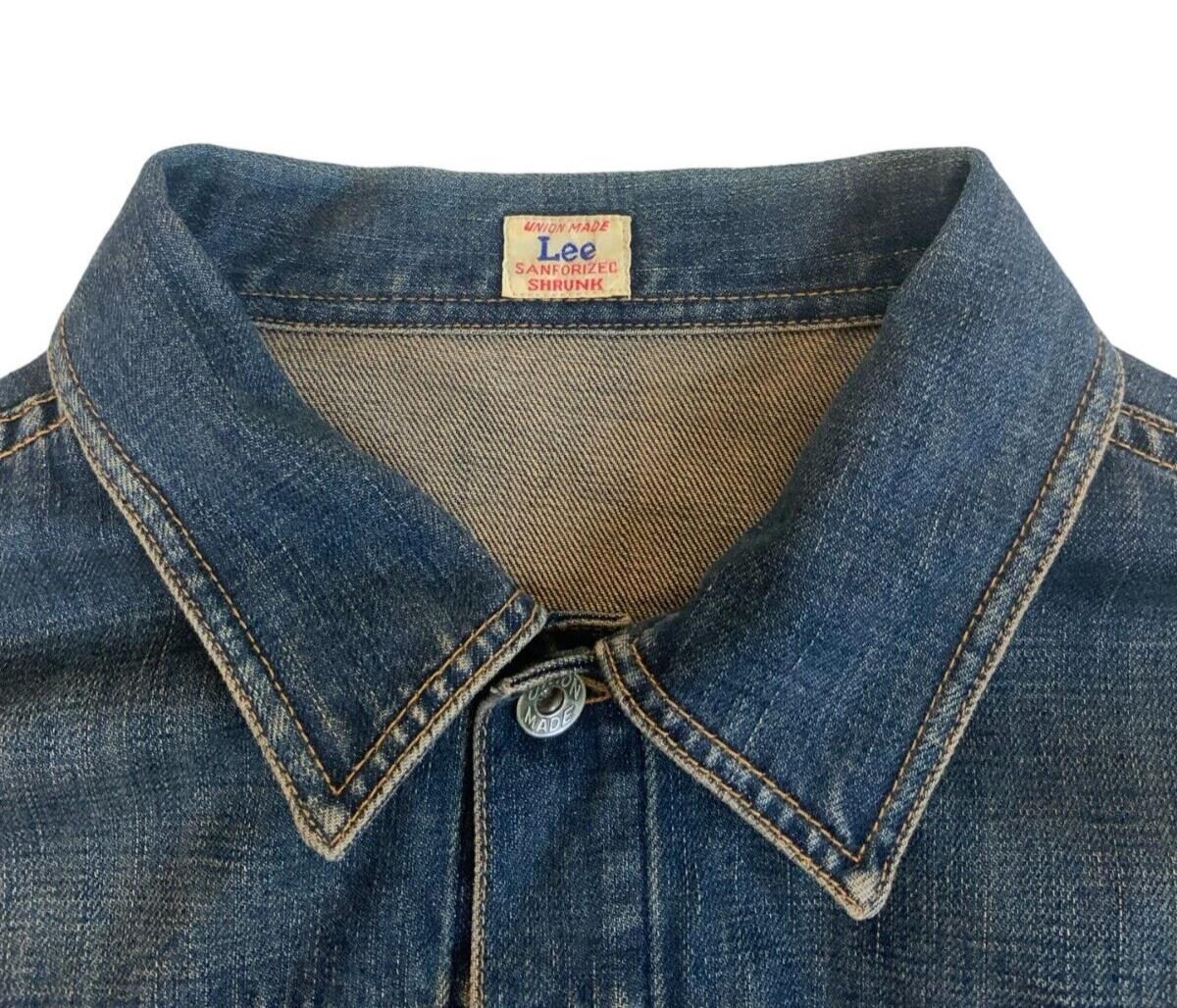 VTG STYLE LEE UNION MADE SANFORIZED PLEAT FRONT DENIM CHORE JACKET XL 44”