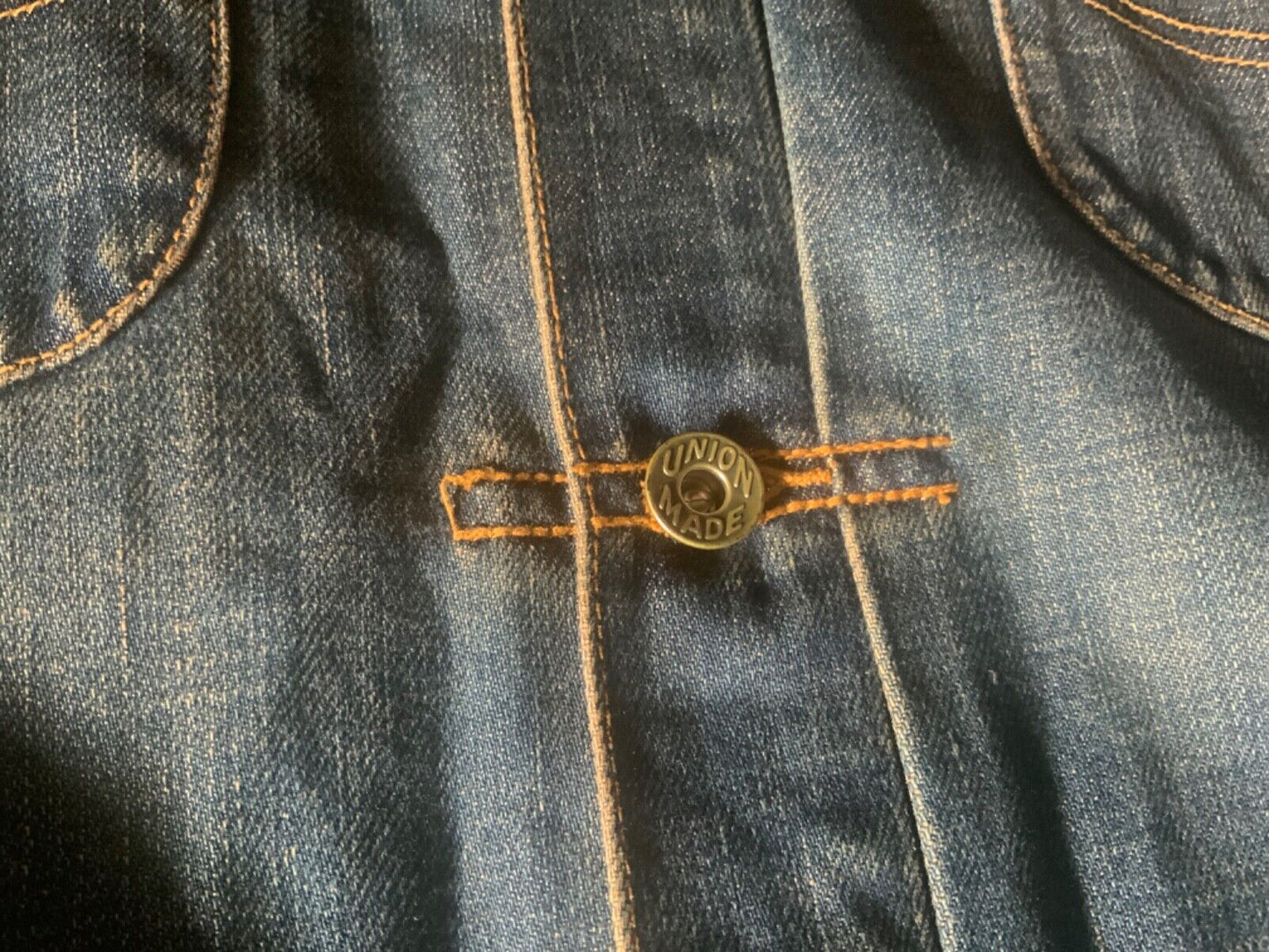 VTG STYLE LEE UNION MADE SANFORIZED PLEAT FRONT DENIM CHORE JACKET XL 44”