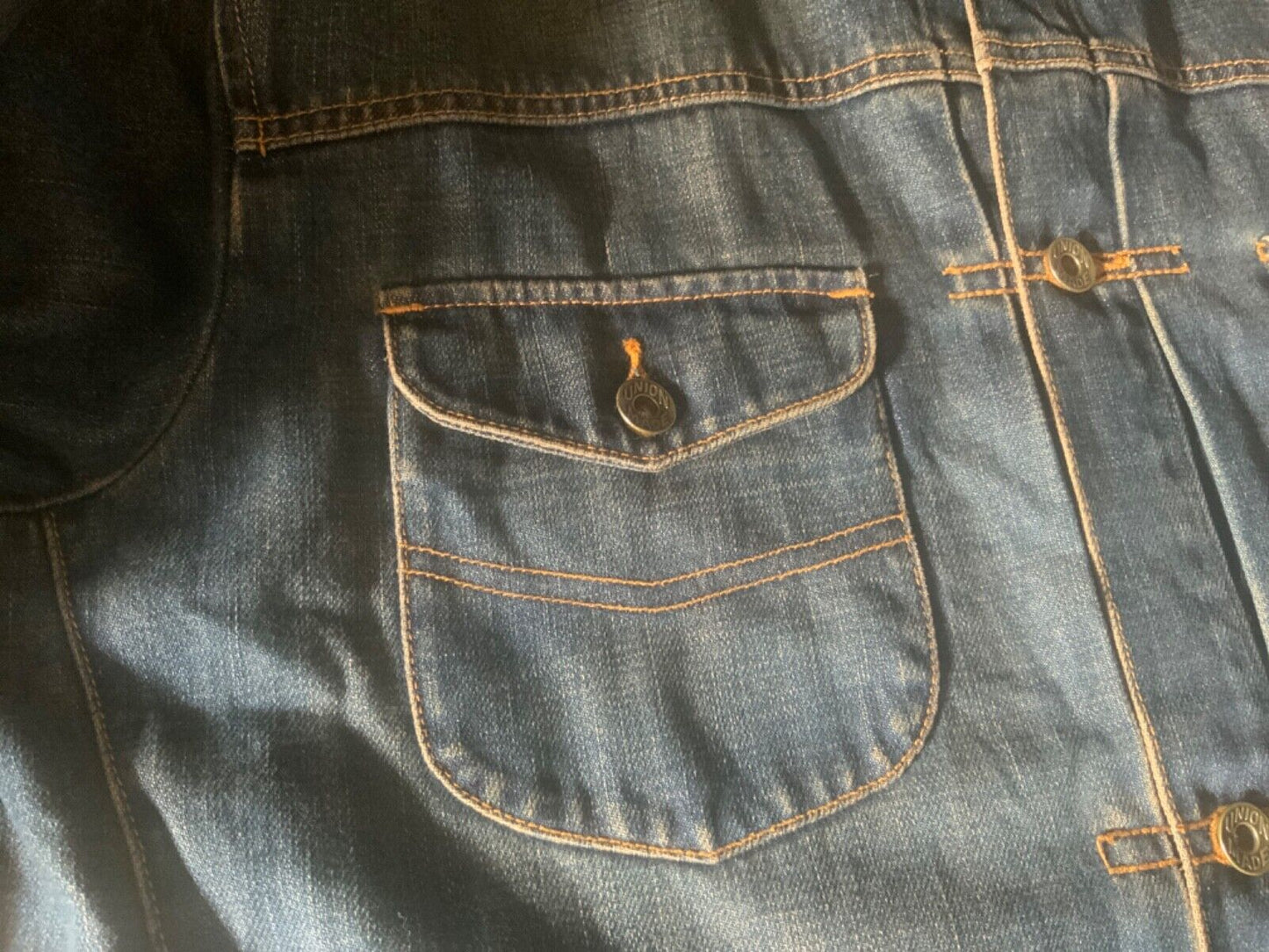VTG STYLE LEE UNION MADE SANFORIZED PLEAT FRONT DENIM CHORE JACKET XL 44”