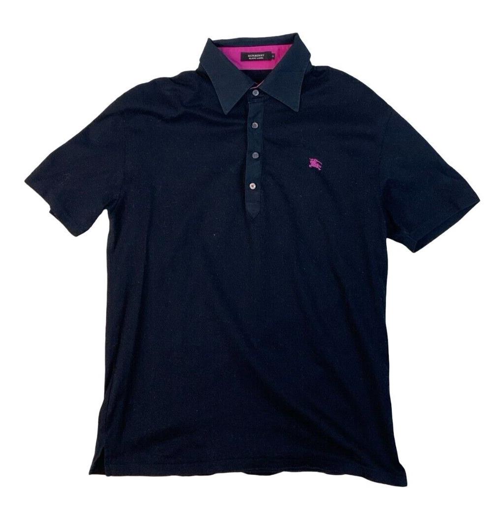BURBERRY BLACK LABEL SHORT SLEEVE POLO SHIRT NAVY BLUE PINK S