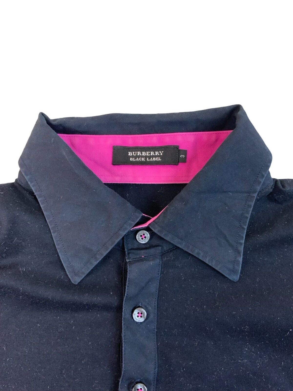 BURBERRY BLACK LABEL SHORT SLEEVE POLO SHIRT NAVY BLUE PINK S