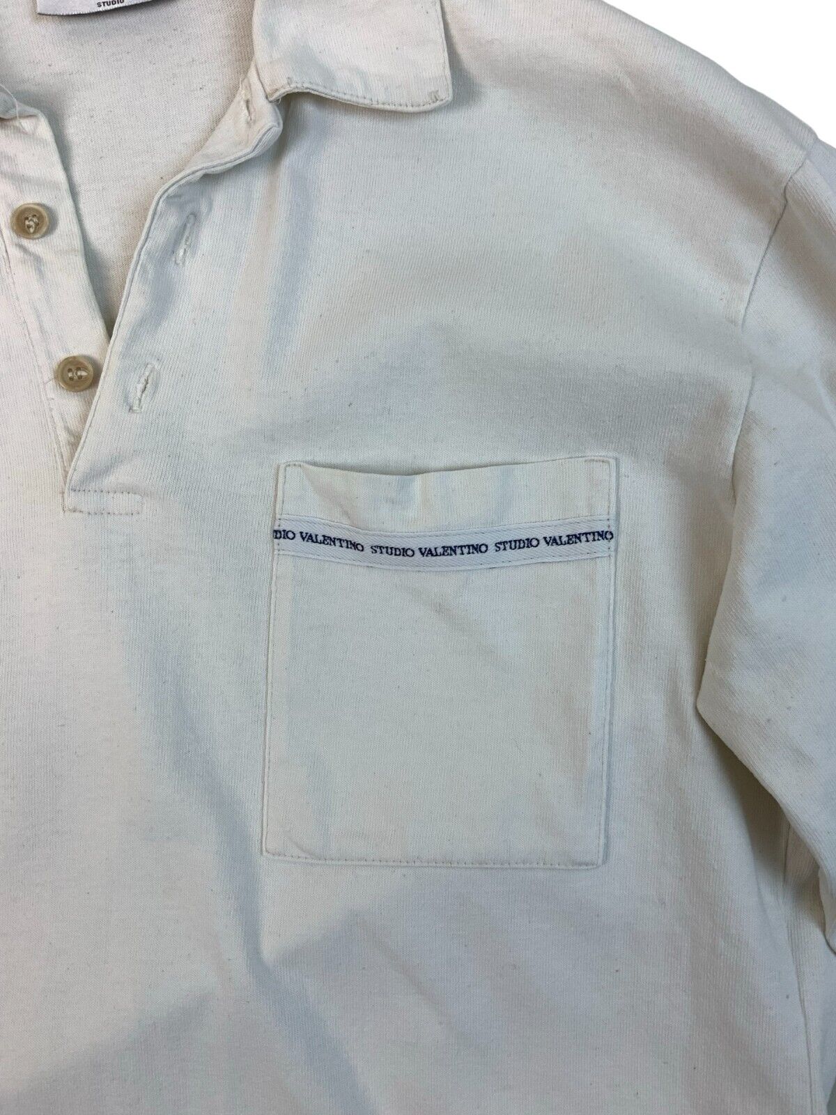 VINTAGE 80s VALENTINO WHITE 100% COTTON POLO SHIRT SIZE L