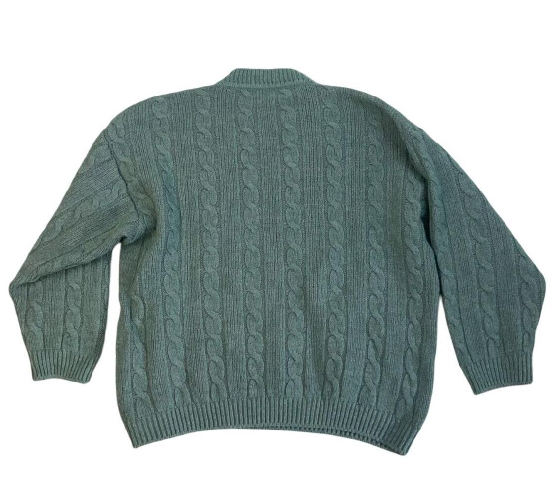 VINTAGE 80s 90s DIESEL CHUNKY MINT GREEN CABLE KNIT SIZE L