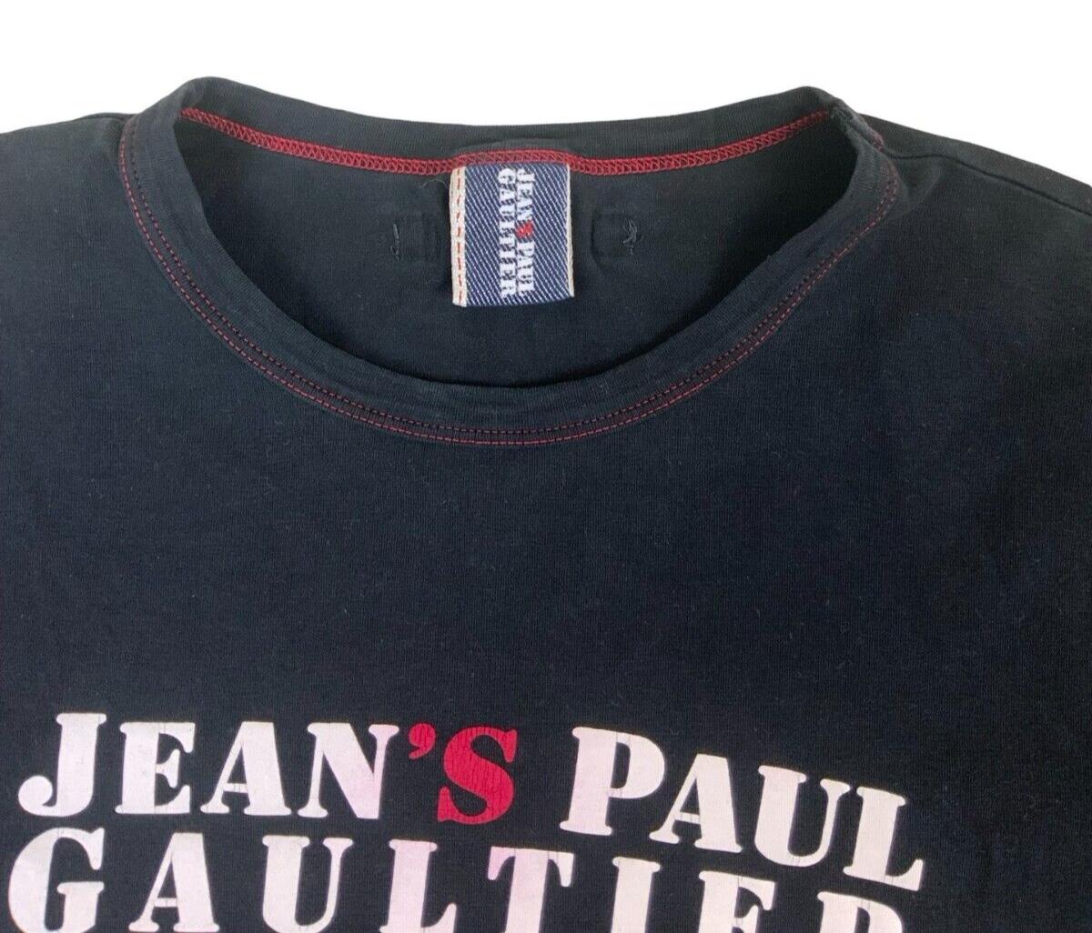 VTG JEAN PAUL GUALTIER CREW NECK PRINT LOGO T SHIRT BLACK SIZE S