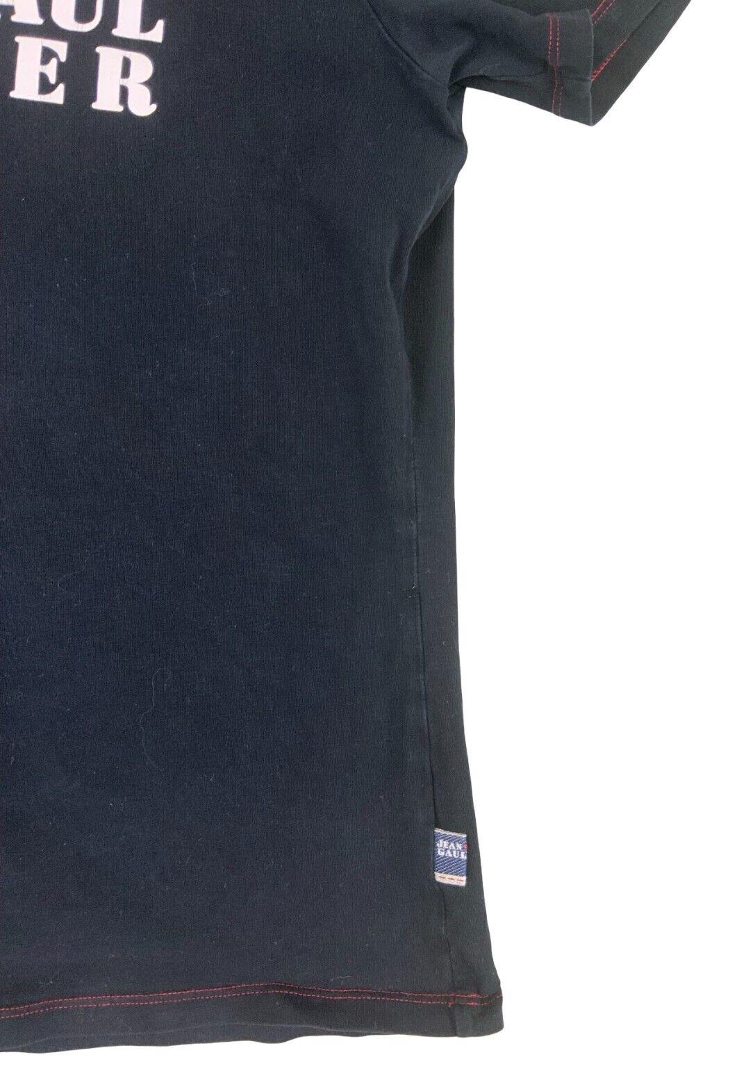 VTG JEAN PAUL GUALTIER CREW NECK PRINT LOGO T SHIRT BLACK SIZE S