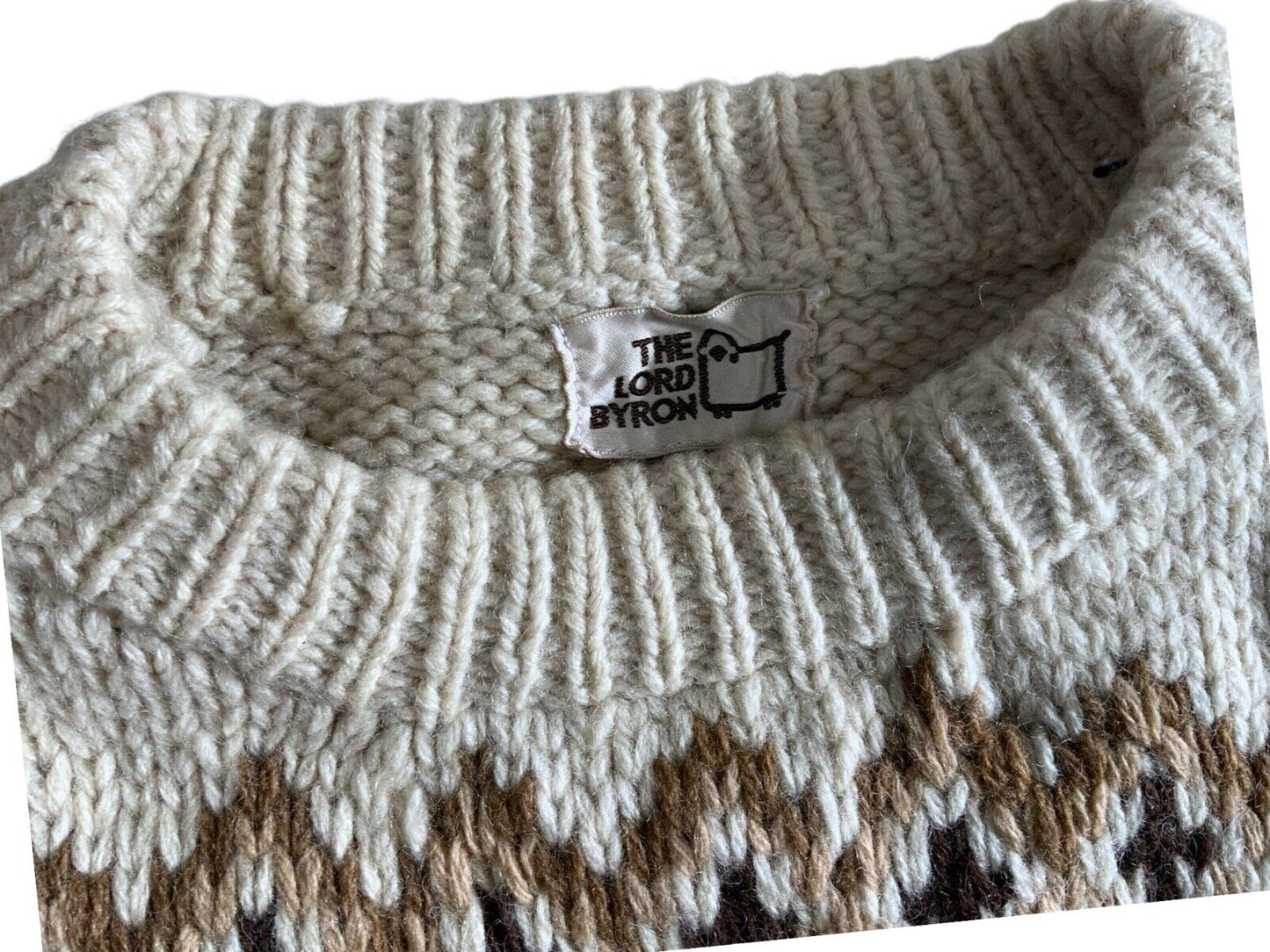 VTG 70s LORD BYRON BY WOOLRICH USA HAND KNIT NATIVE AMERICAN ROCKABILLY XS 34”