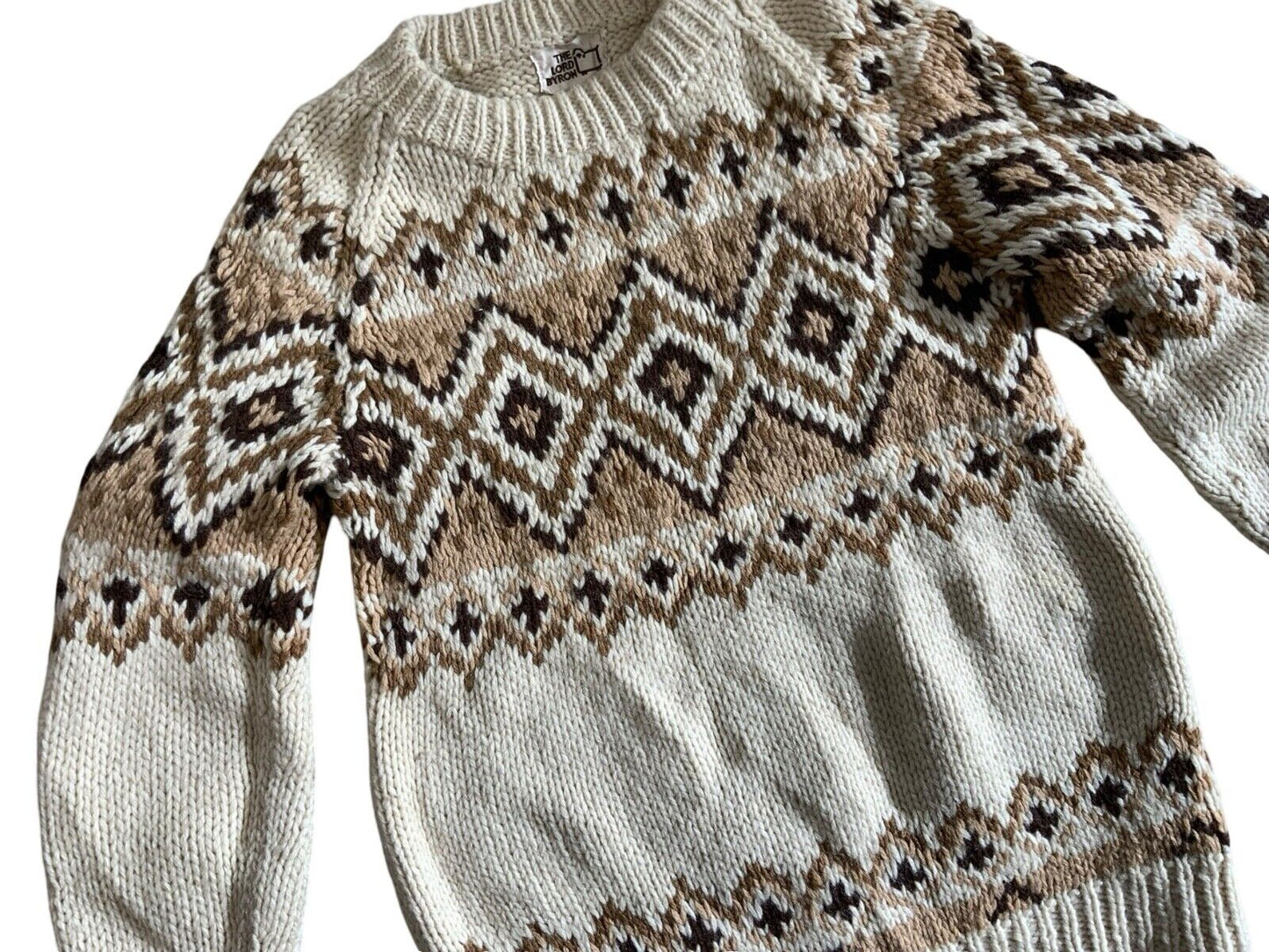 VTG 70s LORD BYRON BY WOOLRICH USA HAND KNIT NATIVE AMERICAN ROCKABILLY XS 34”