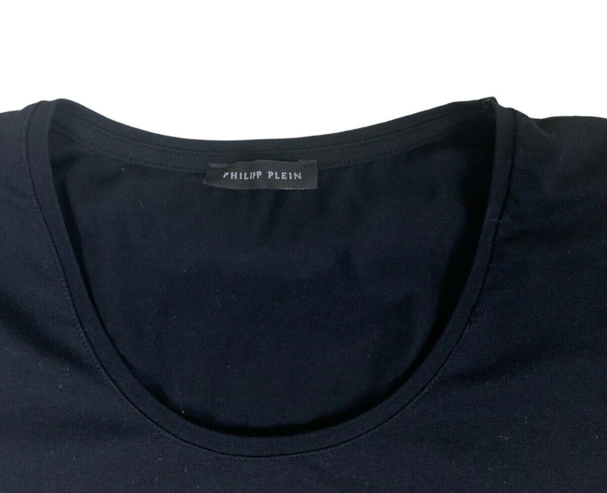 PHILIPP PLEIN GEMSTONE GRAPHIC SKULL PRINT T SHIRT BLACK SIZE M 12