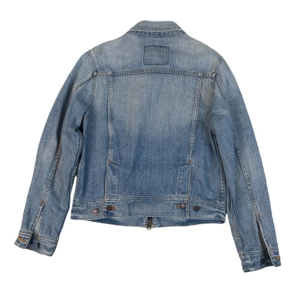 VTG 90s JAPANESE LEVIS PLEAT FRONT ZIP UP TYPE 2 DISTRESSED DENIM JACKET S 36
