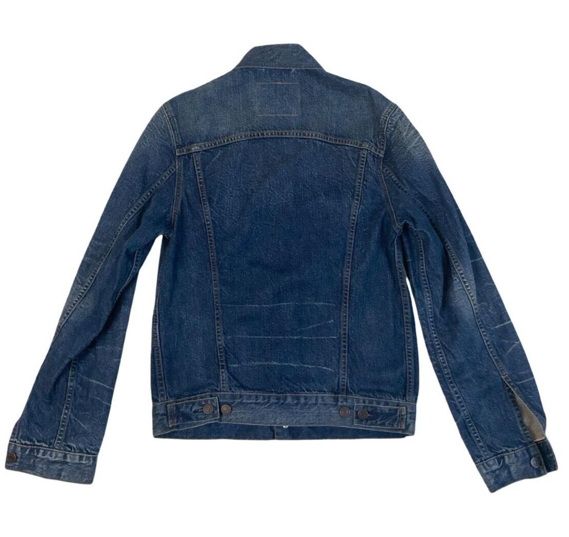 LEVIS Y2K FACTORY DISTRESSED TYPE 3 TRUCKER DENIM JACKET INDIGO BLUE S 36
