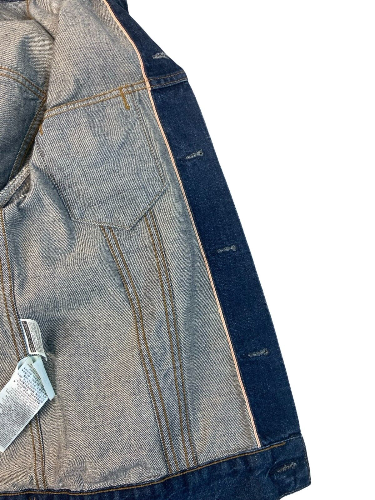 LEVIS Y2K FACTORY DISTRESSED TYPE 3 TRUCKER DENIM JACKET INDIGO BLUE S 36