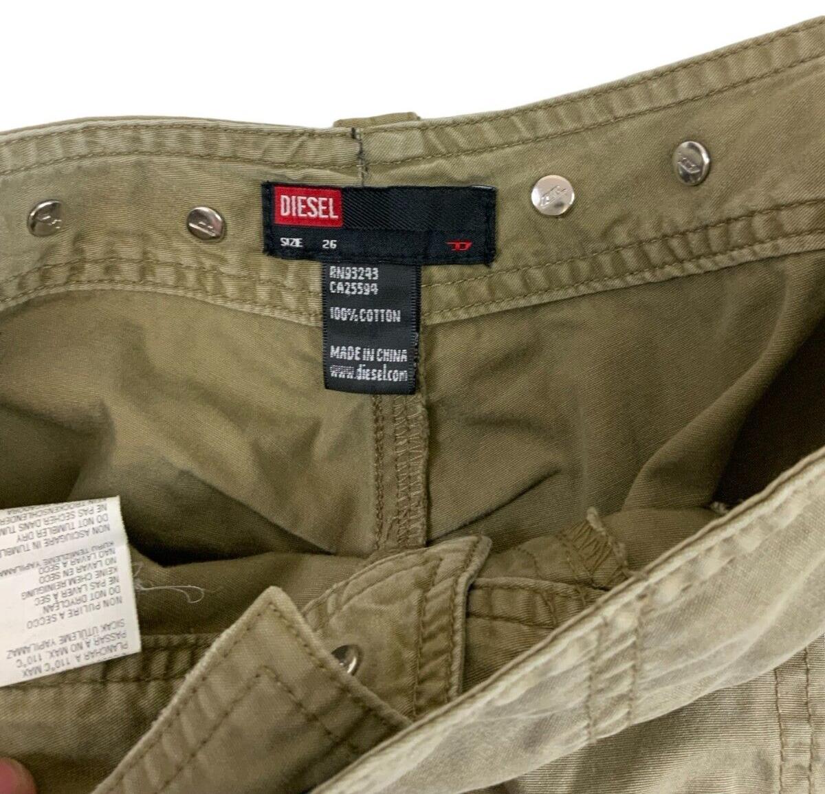VTG Y2K KHAKI GREEN DIESEL MINI BELT CARGO SKIRT SIZE S/M