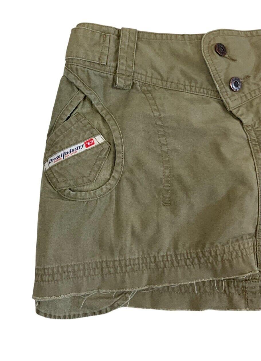 VTG Y2K KHAKI GREEN DIESEL MINI BELT CARGO SKIRT SIZE S/M
