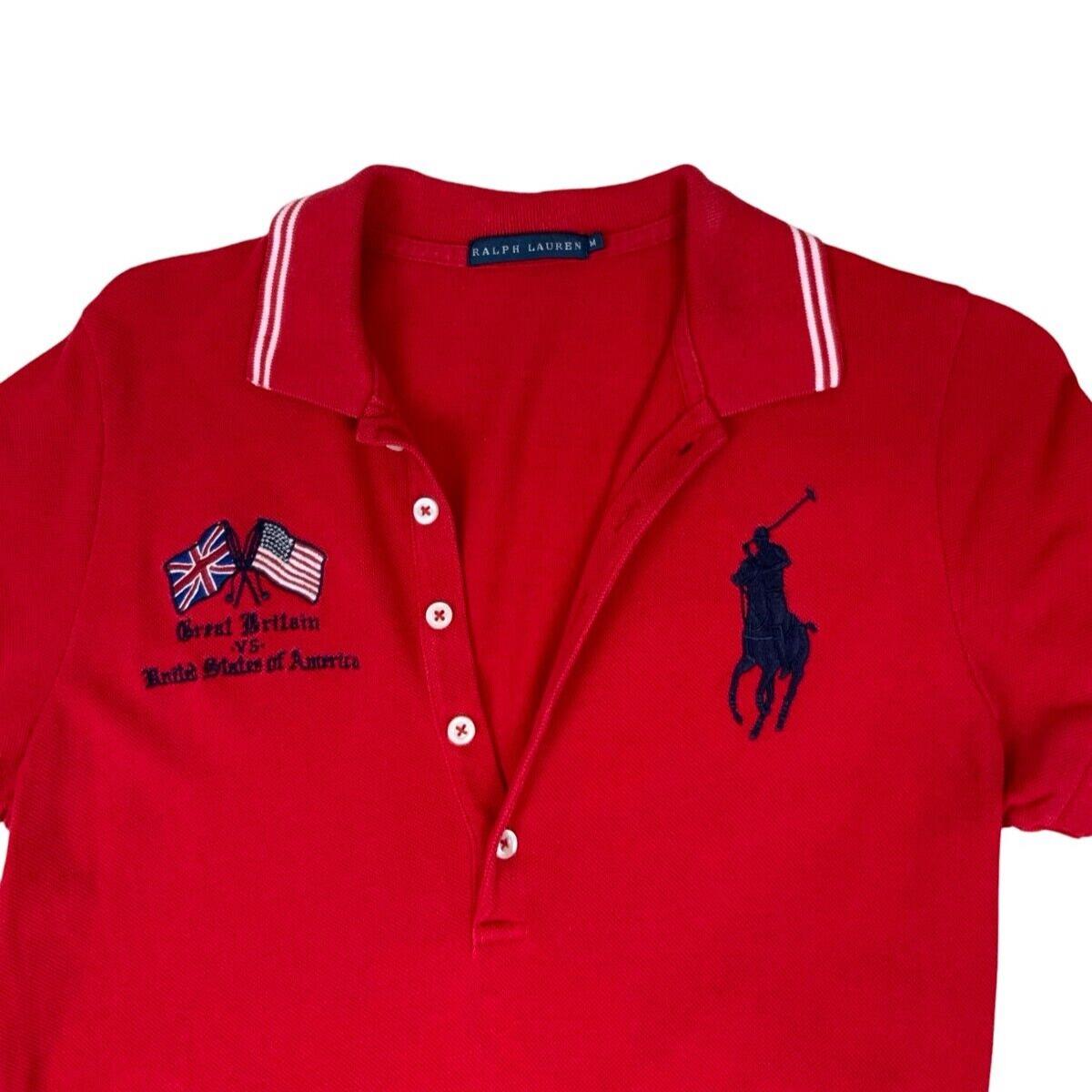 RALPH LAUREN RED EMBROIDERED COLLARED POLO DRESS SIZE S 8 10