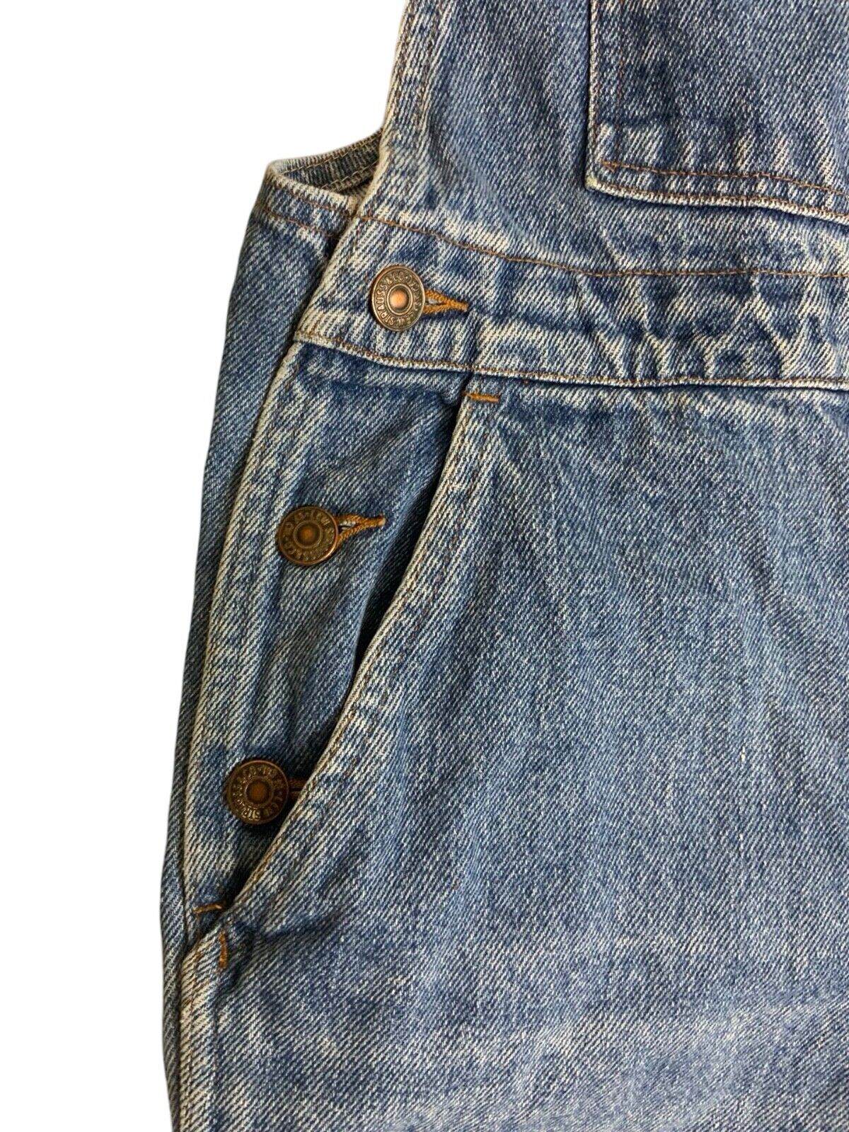 VTG 1980s LEVIS ORANGE TAB UNISEX DENIM DUNGAREES MID-LIGHT FADE 26”W 32”L