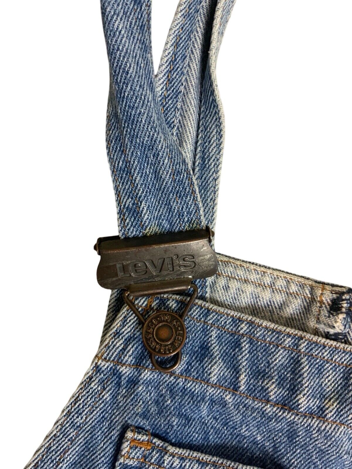 VTG 1980s LEVIS ORANGE TAB UNISEX DENIM DUNGAREES MID-LIGHT FADE 26”W 32”L