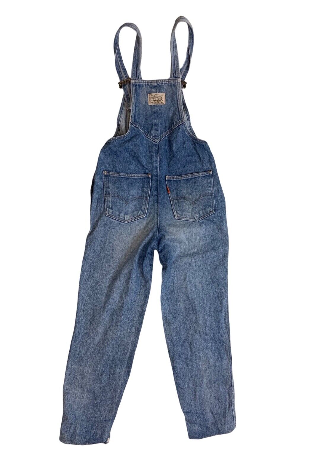 VTG 1980s LEVIS ORANGE TAB UNISEX DENIM DUNGAREES MID-LIGHT FADE 26”W 32”L