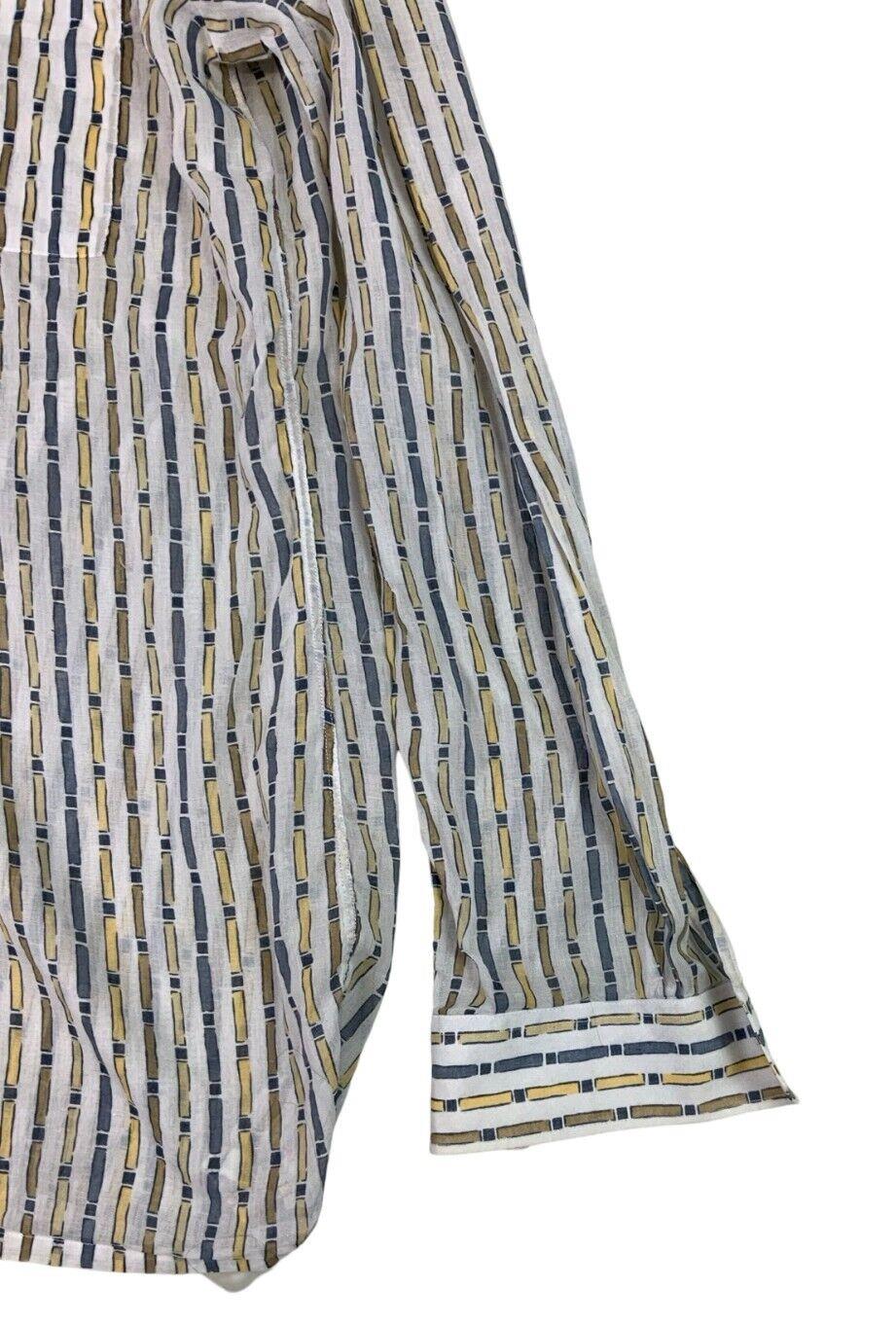 VTG 90s 00s PIERRE CARDIN LONG SLEEVE WHITE STRIPED PATTERNED SHIRT
