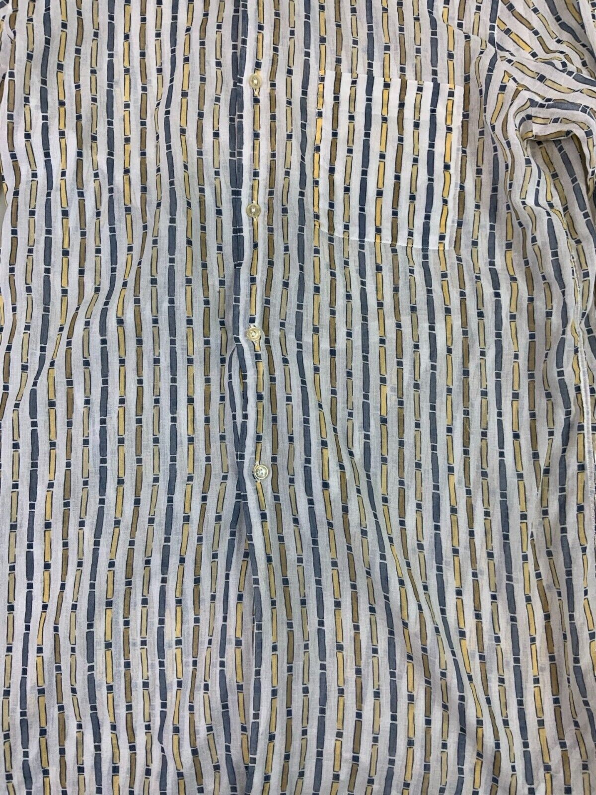 VTG 90s 00s PIERRE CARDIN LONG SLEEVE WHITE STRIPED PATTERNED SHIRT