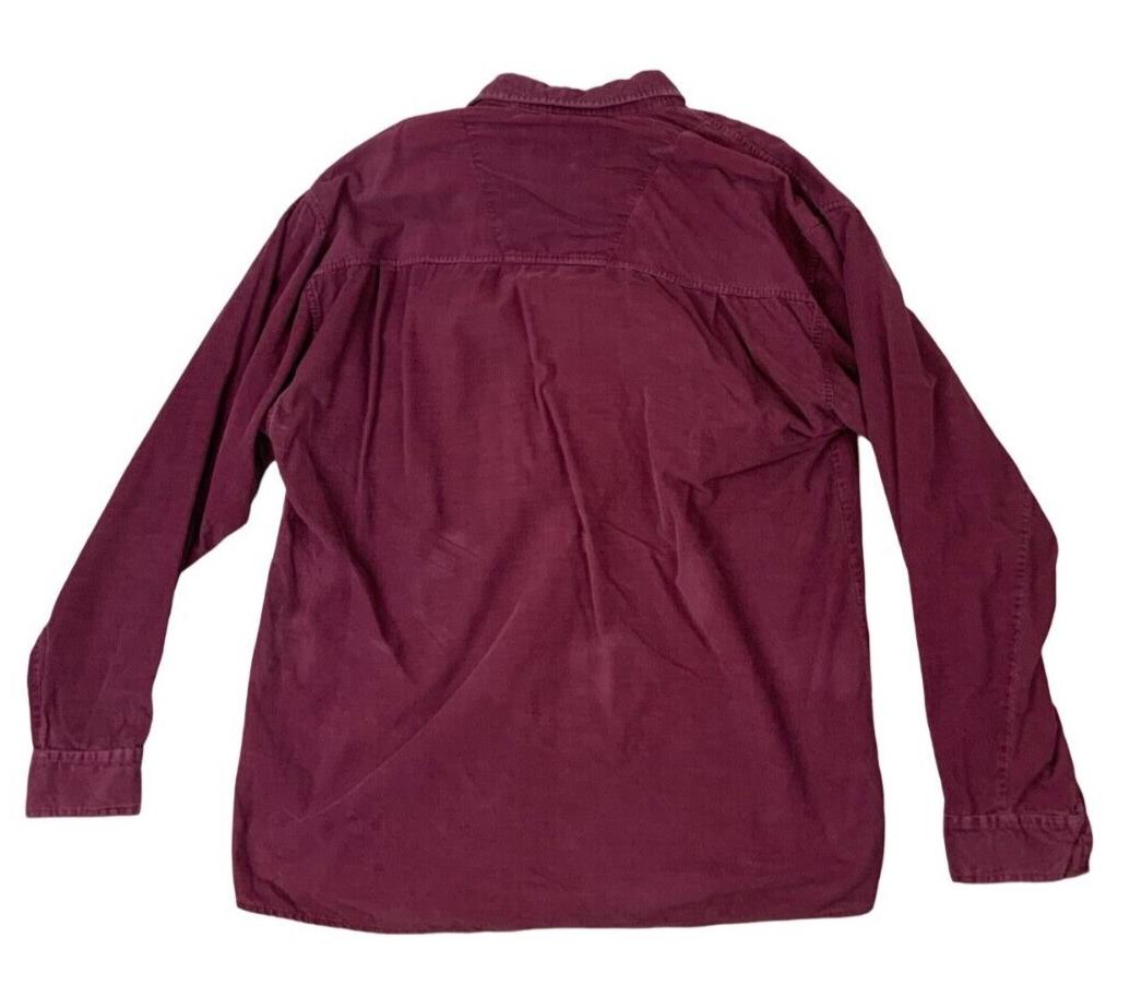 VTG 90s VERSACE CORDUROY BURGUNDY LONG SLEEVE SHIRT SIZE XL