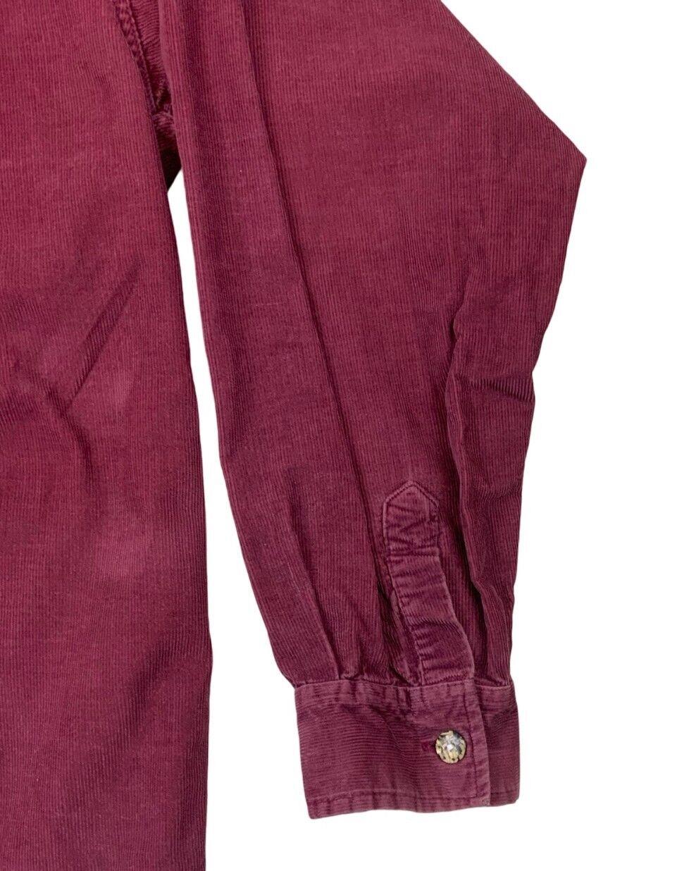 VTG 90s VERSACE CORDUROY BURGUNDY LONG SLEEVE SHIRT SIZE XL