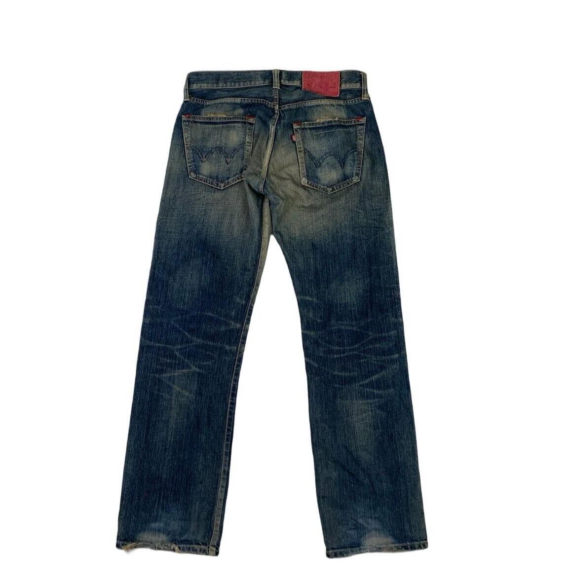 VTG DISTRESSED SUNFADED BLUE EDWIN STRAIGHT LEG JEANS SIZE 34W 32L