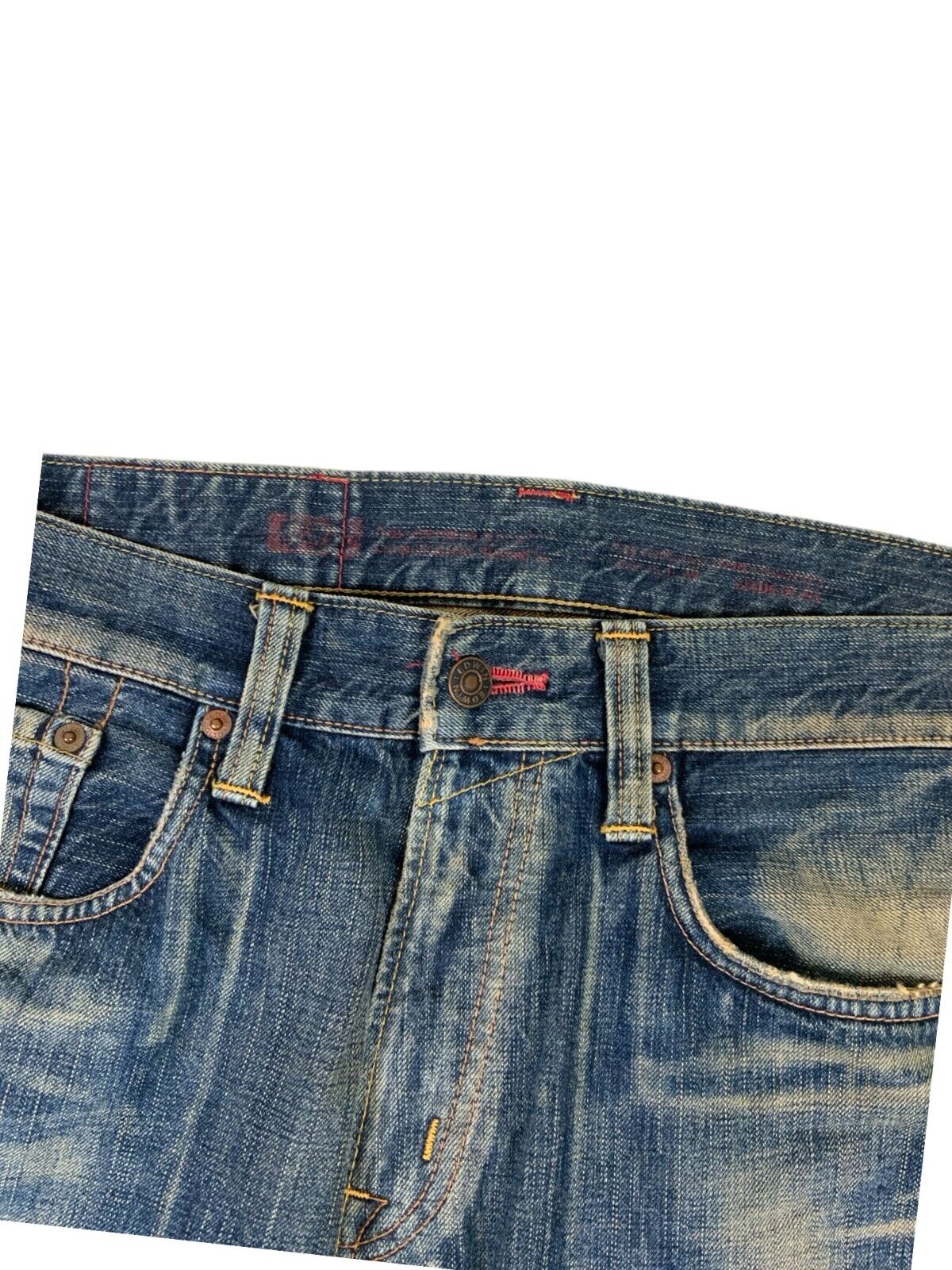 VTG DISTRESSED SUNFADED BLUE EDWIN STRAIGHT LEG JEANS SIZE 34W 32L