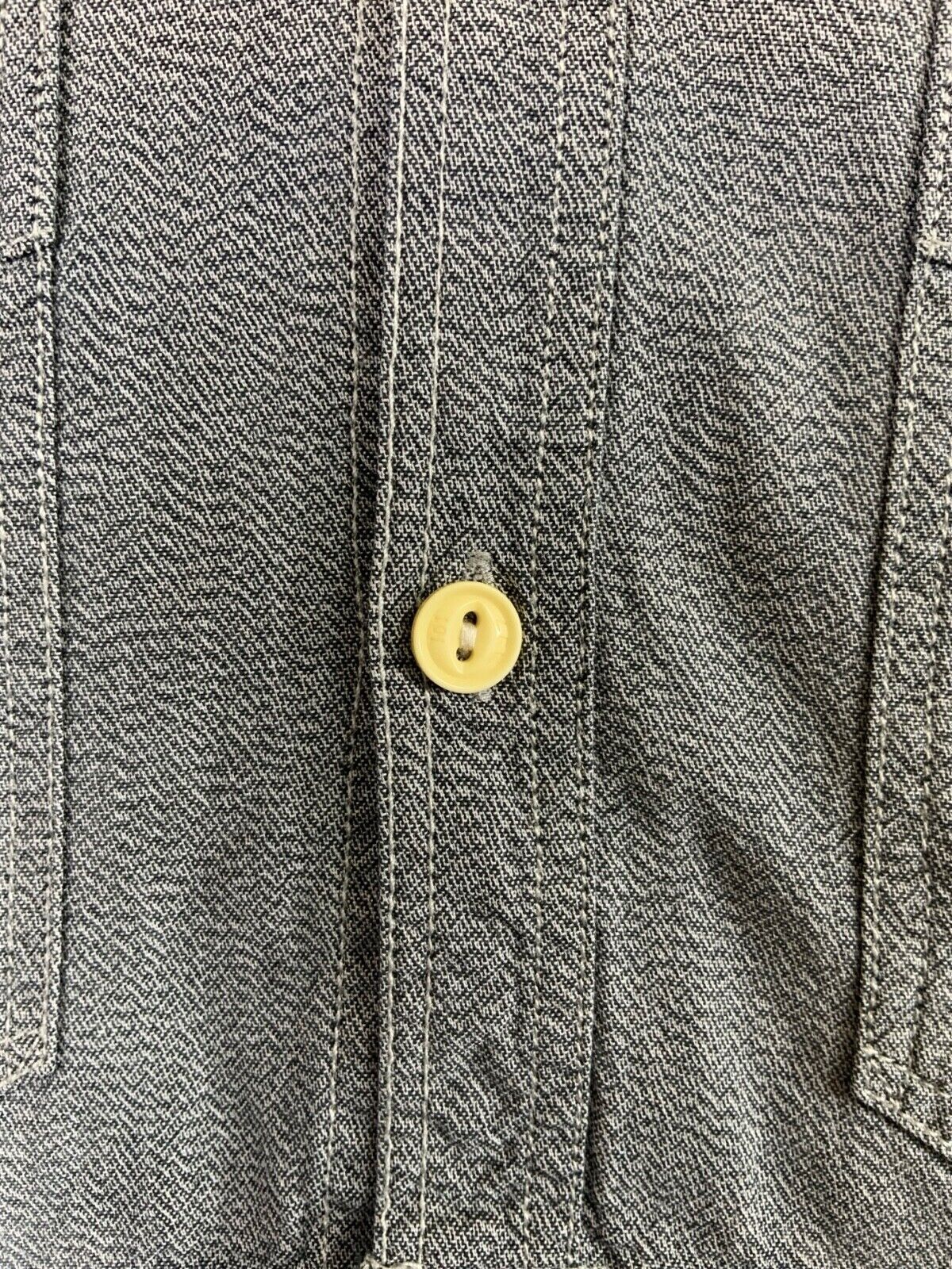 VTG LEE 101 SALT & PEPPER CHAMBRAY 4 POCKET CHORE JACKET SHIRT USA WORKWEAR S 36