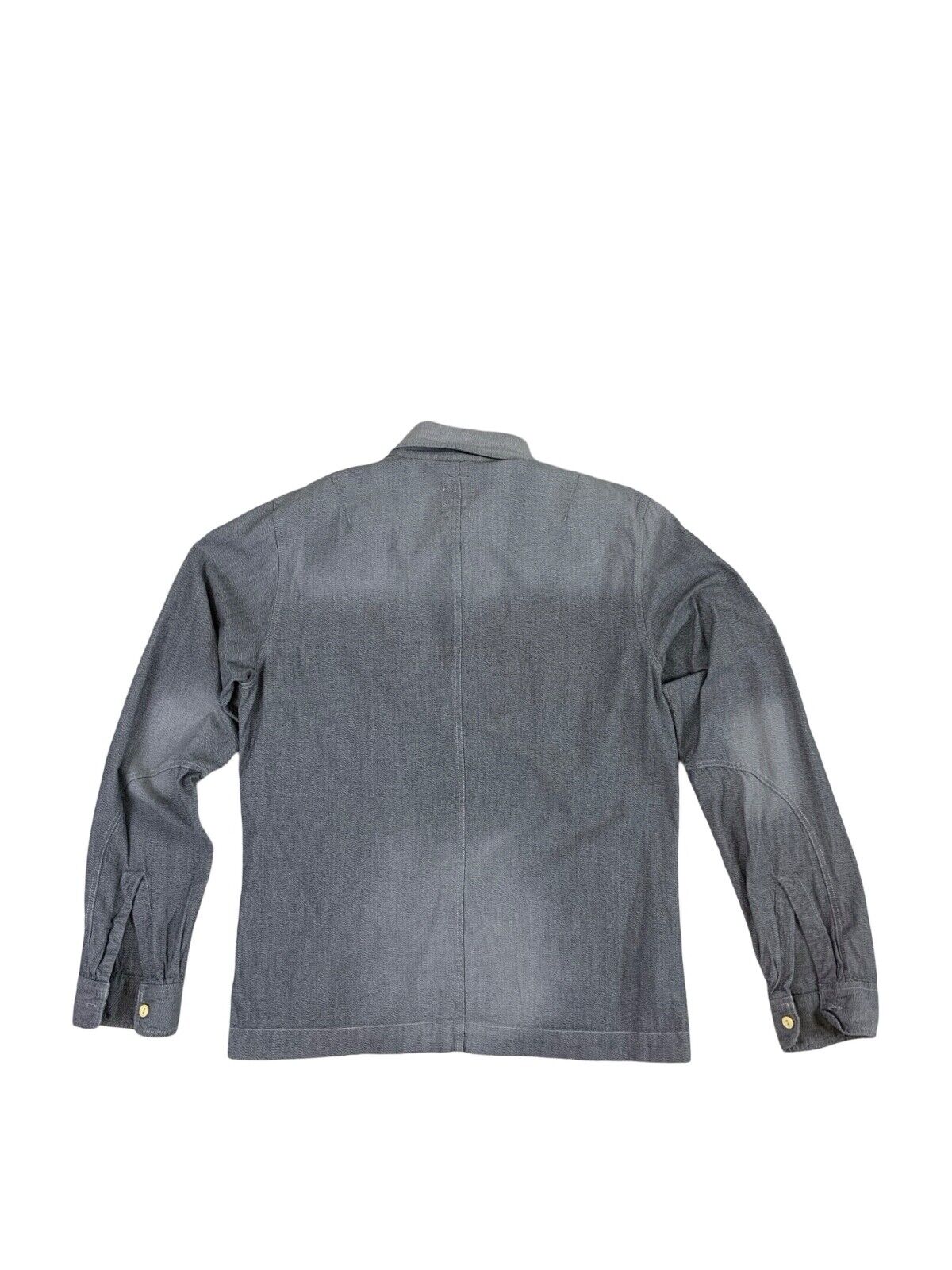 VTG LEE 101 SALT & PEPPER CHAMBRAY 4 POCKET CHORE JACKET SHIRT USA WORKWEAR S 36