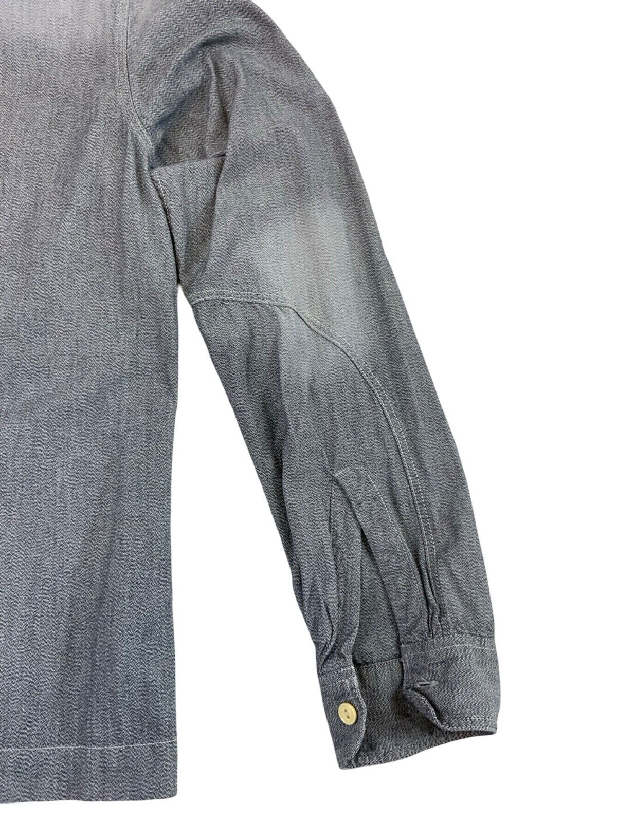 VTG LEE 101 SALT & PEPPER CHAMBRAY 4 POCKET CHORE JACKET SHIRT USA WORKWEAR S 36