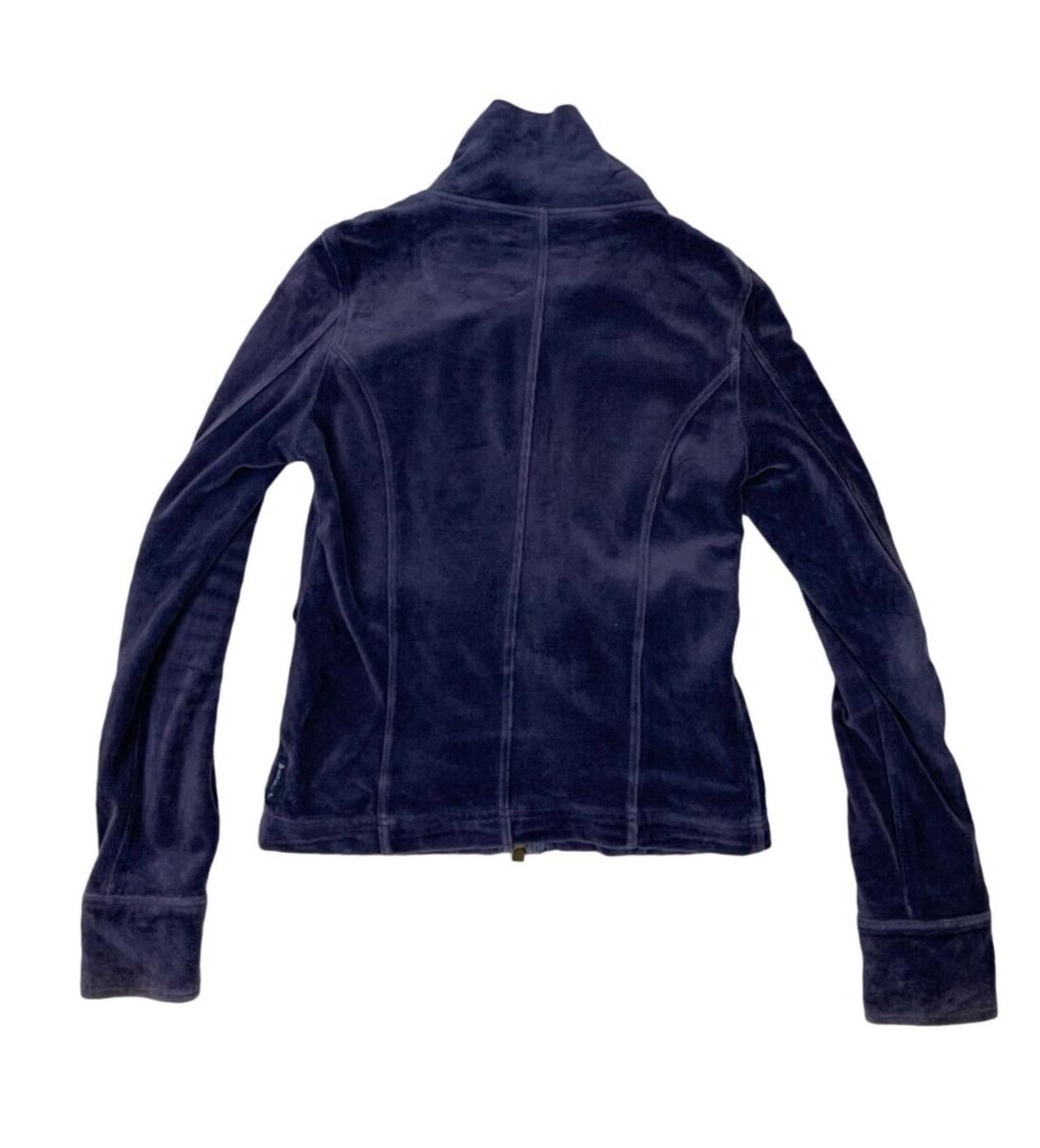 VTG Y2K ARMANI JEANS VELOUR MIDNIGHT BLUE TRACK JACKET SIZE S