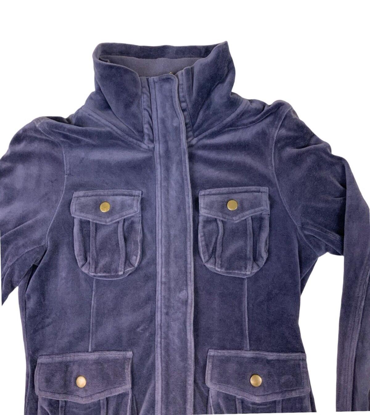 VTG Y2K ARMANI JEANS VELOUR MIDNIGHT BLUE TRACK JACKET SIZE S