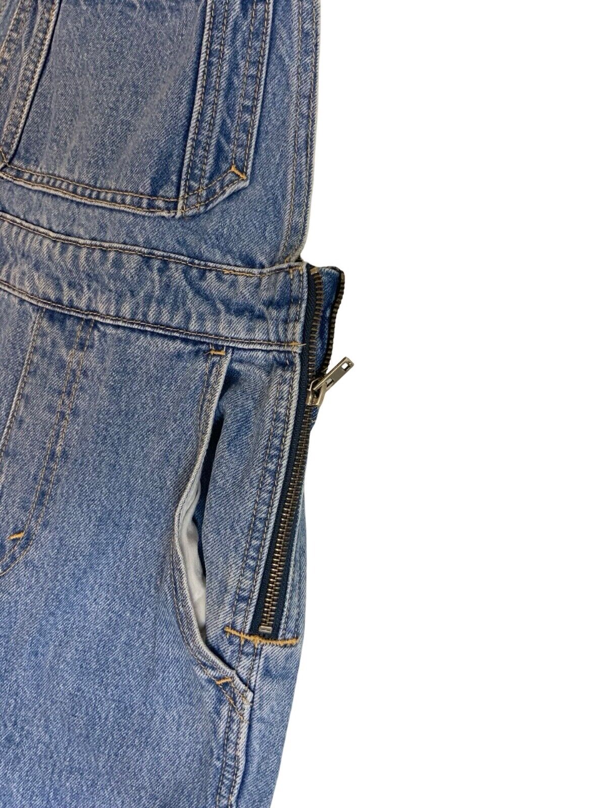 LEVIS PREMIUM BIG E LADIES ZIPSIDE SLIM FIT STONEWASH DENIM DUNGAREES 24” W 27”L