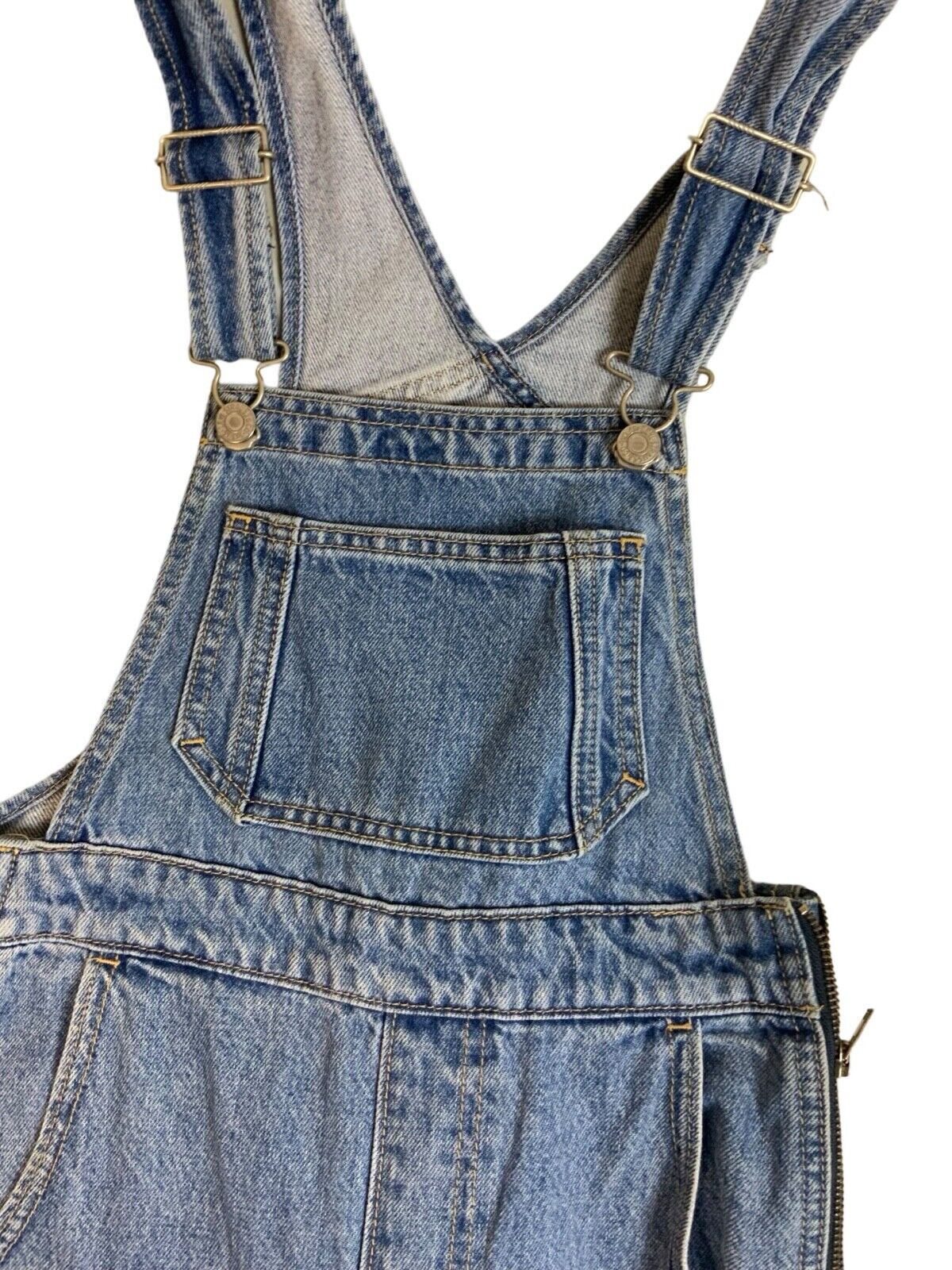 LEVIS PREMIUM BIG E LADIES ZIPSIDE SLIM FIT STONEWASH DENIM DUNGAREES 24” W 27”L