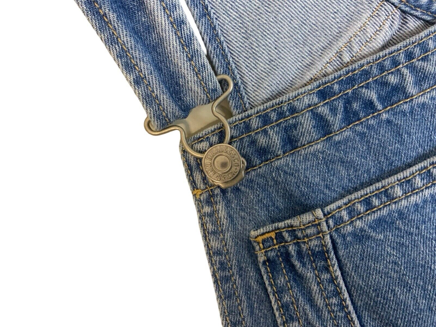 LEVIS PREMIUM BIG E LADIES ZIPSIDE SLIM FIT STONEWASH DENIM DUNGAREES 24” W 27”L