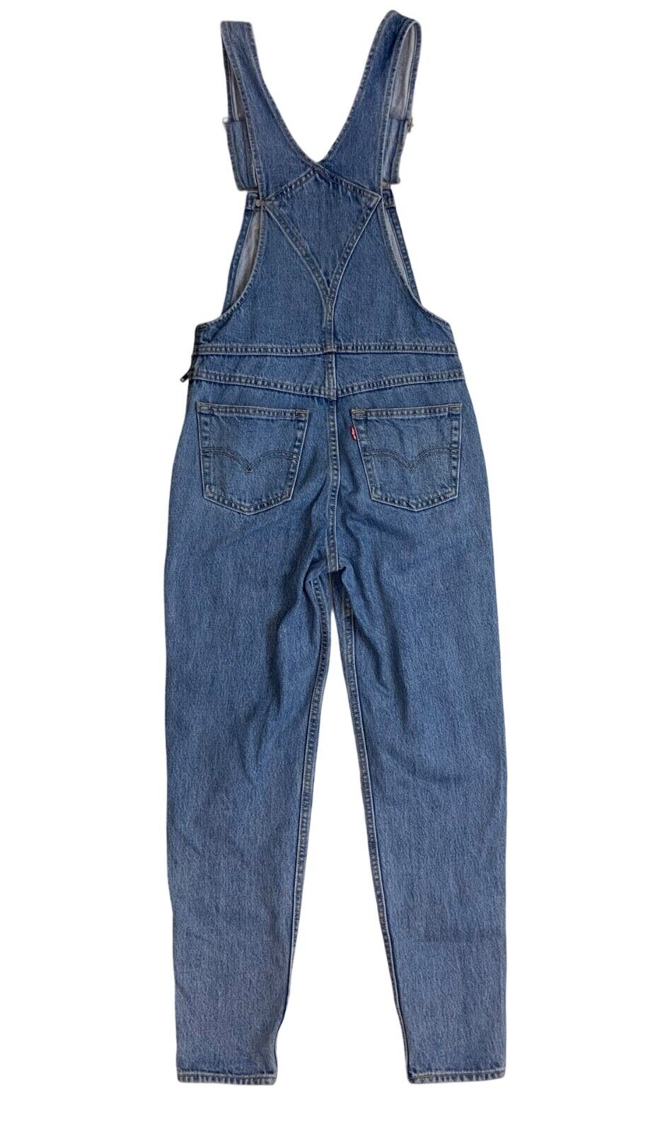 LEVIS PREMIUM BIG E LADIES ZIPSIDE SLIM FIT STONEWASH DENIM DUNGAREES 24” W 27”L