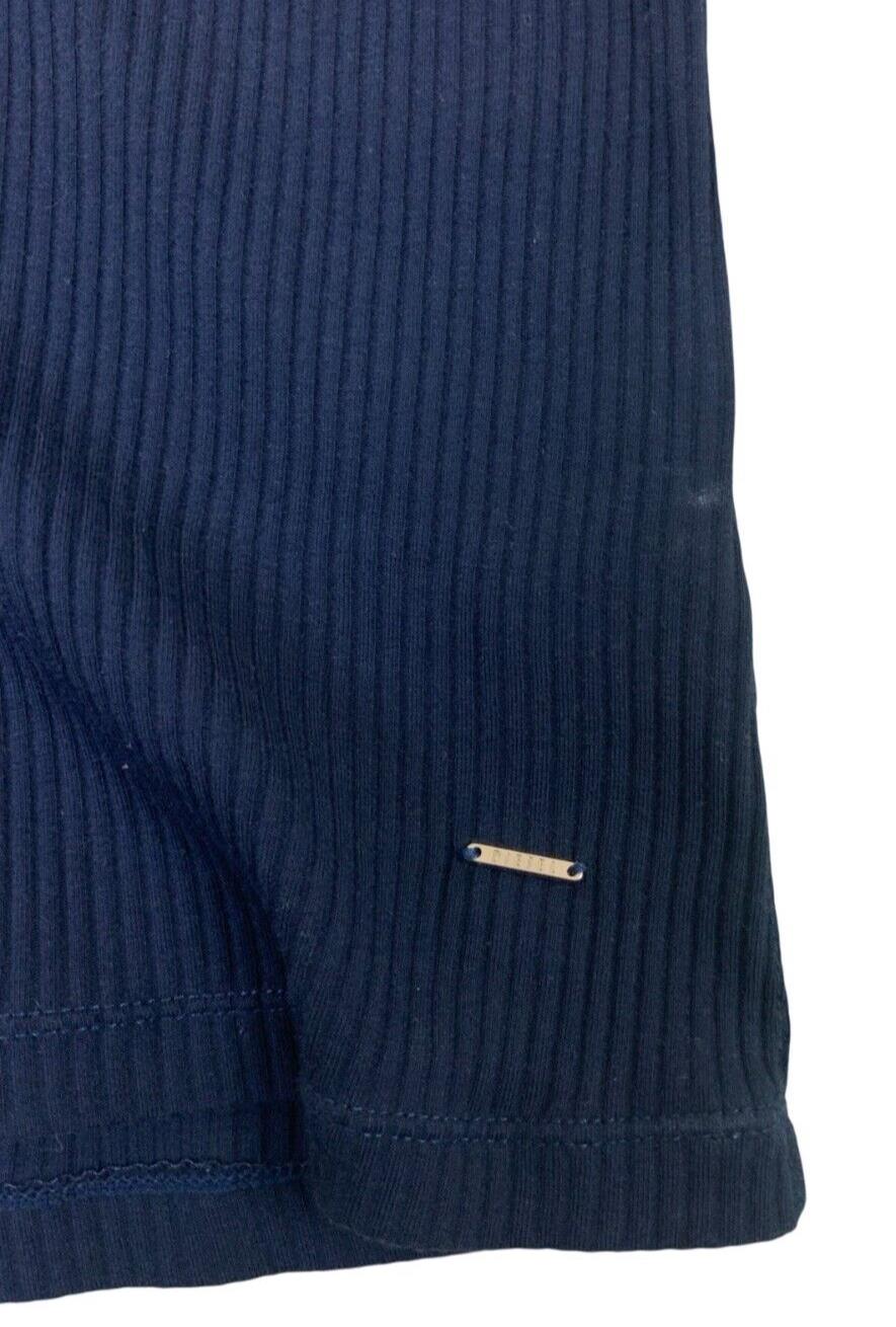 Y2K DIESEL RIBBED BUTTON UP V NECK TOP NAVY BLUE SIZE S