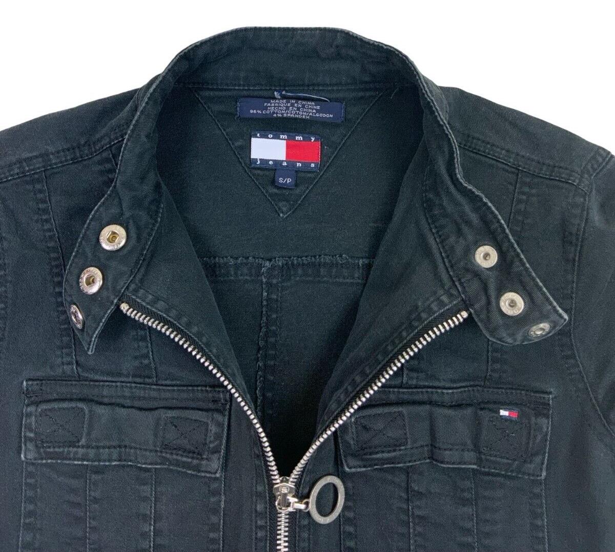 VTG Y2K TOMMY HILFIGER NAVY BLUE ZIP UP DENIM MINI DRESS SIZE S